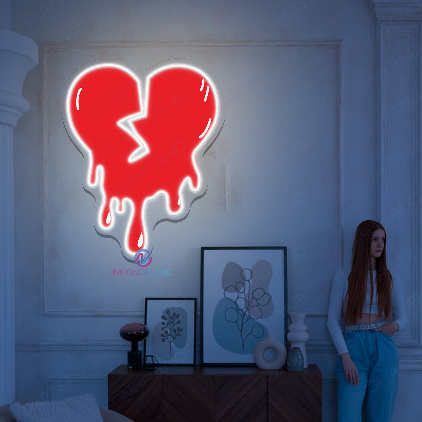 Broken Heart Neon Sign UV Printing Led Light