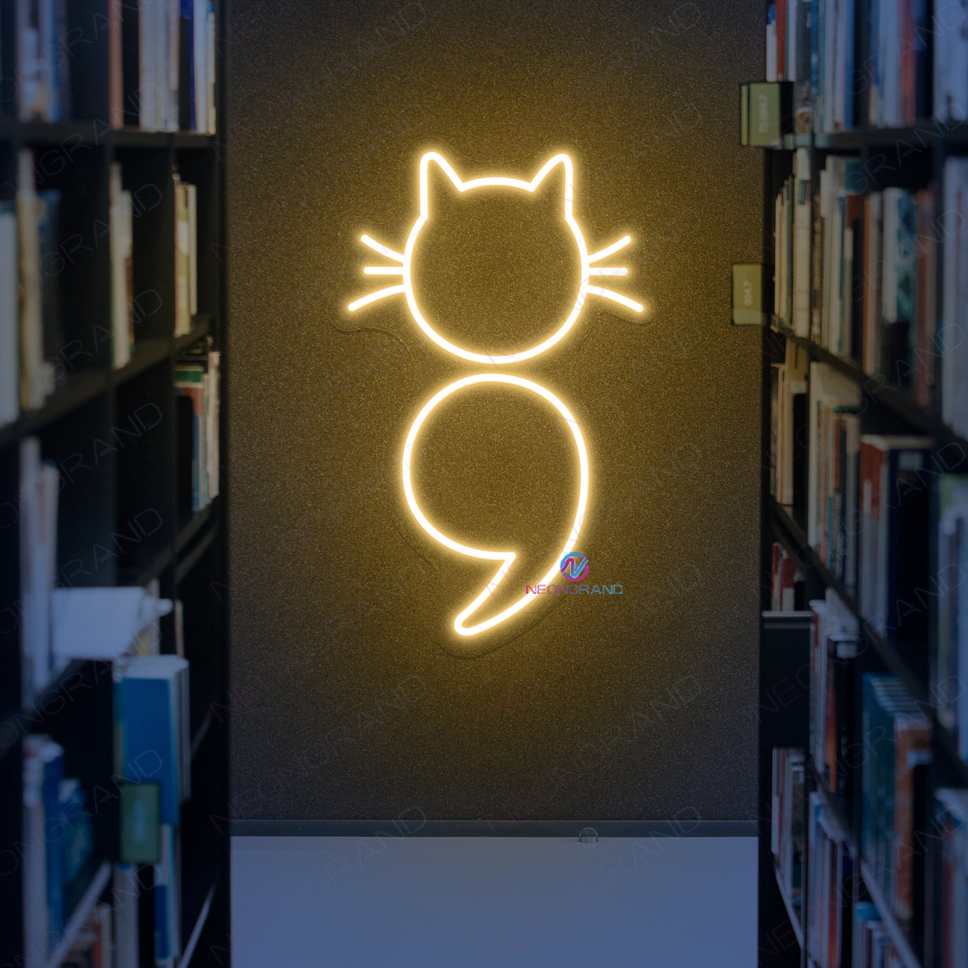 Cat Neon Sign Book Cafe Led Light