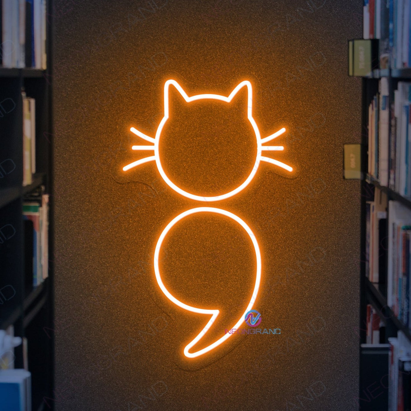 Cat Neon Sign Book Cafe Led Light