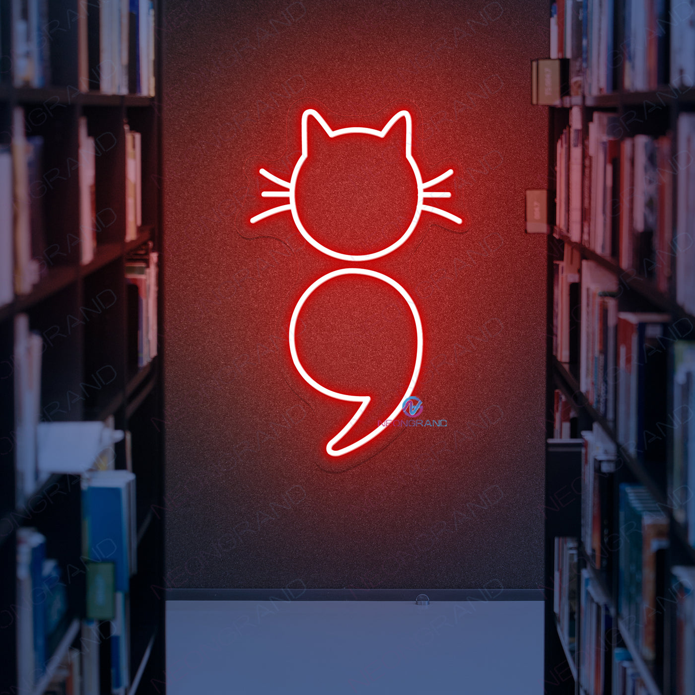 Cat Neon Sign Book Cafe Led Light