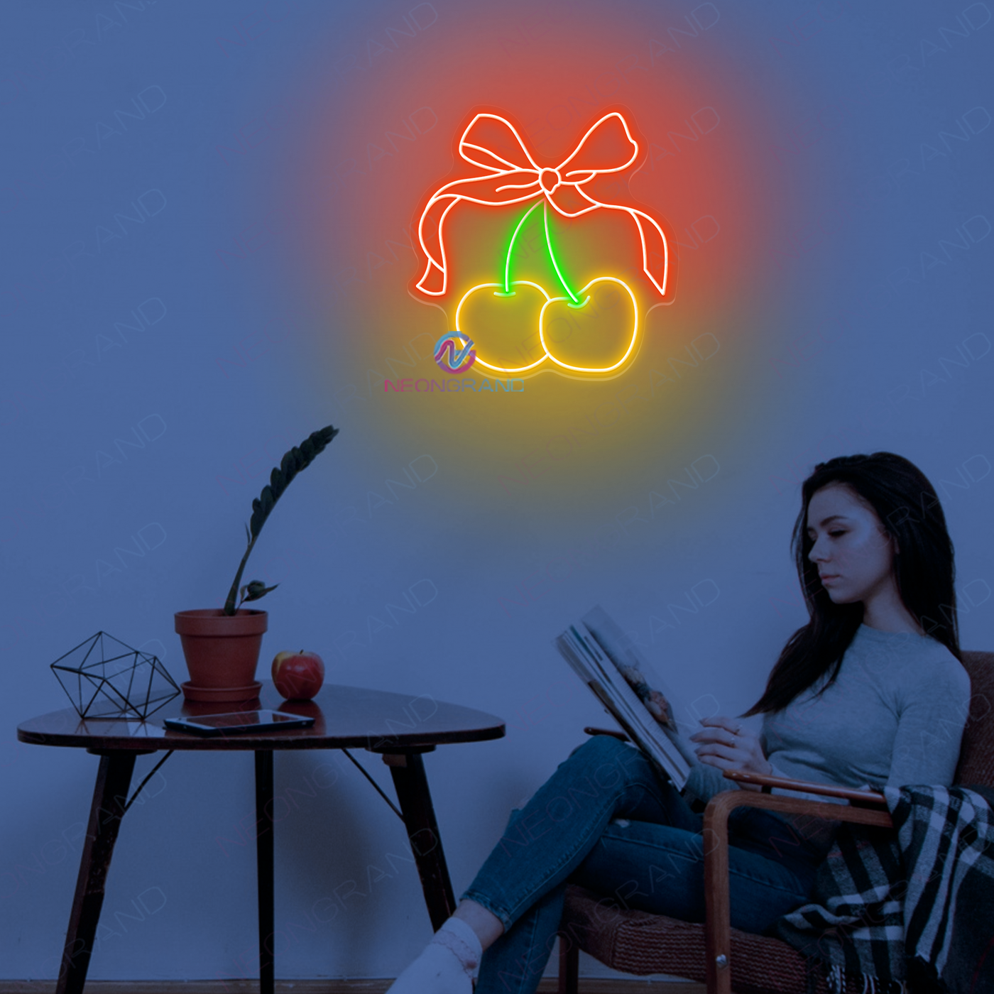 Cherry Neon Sign Cottage Girl Led Light