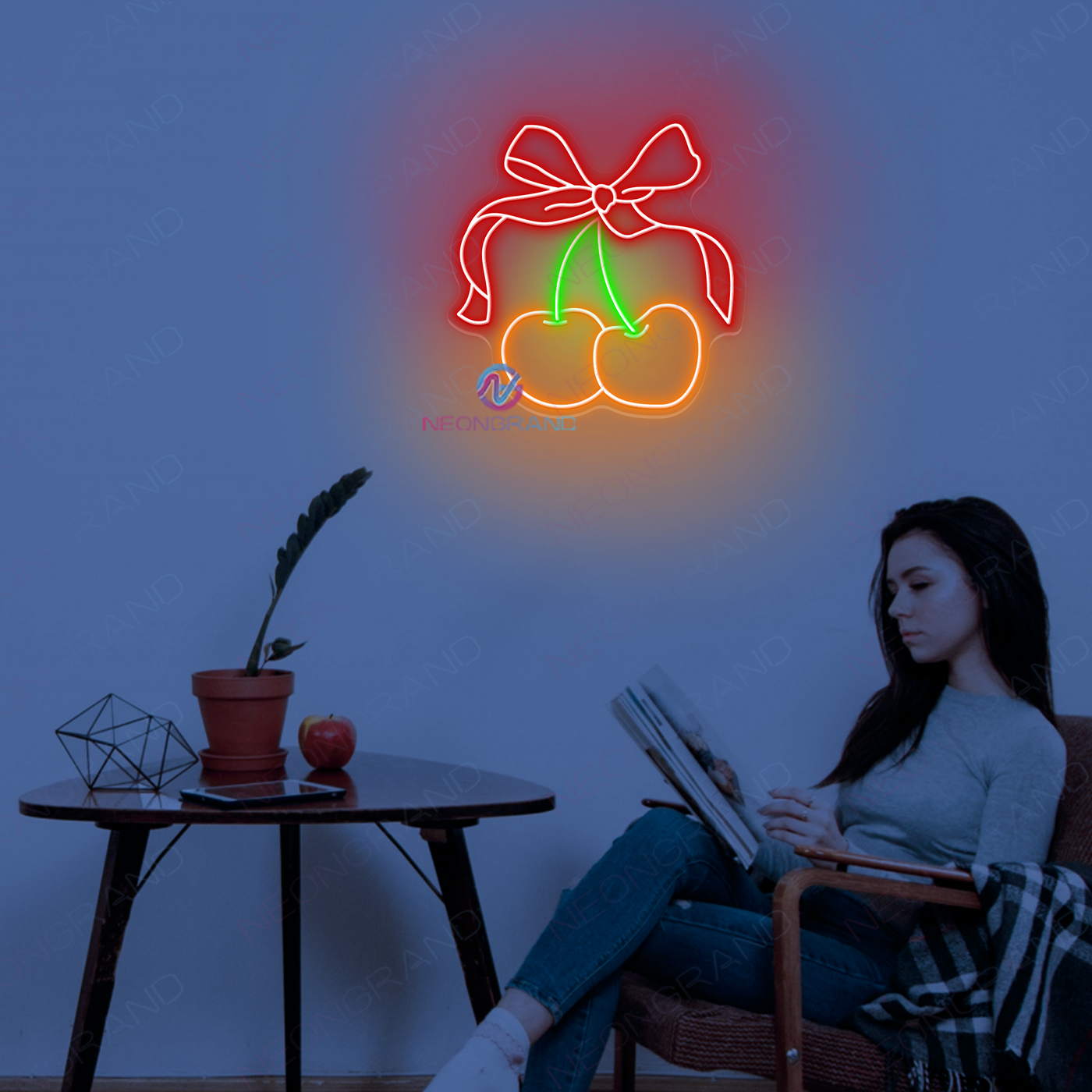 Cherry Neon Sign Cottage Girl Led Light