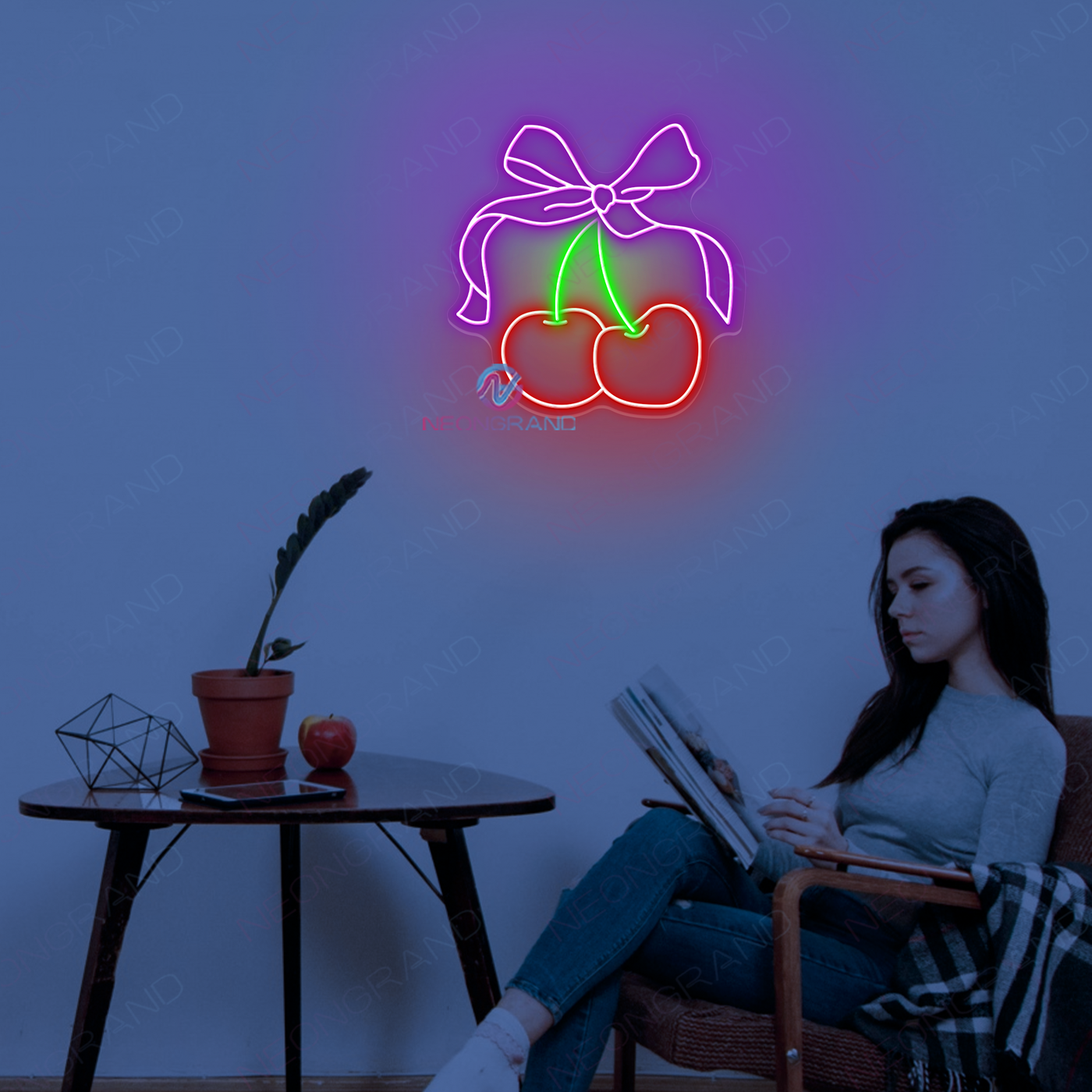 Cherry Neon Sign Cottage Girl Led Light