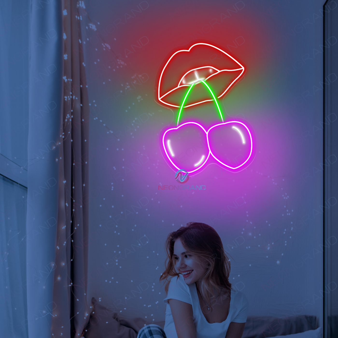 Cherry Led Neon Sign Lips Sexy Light