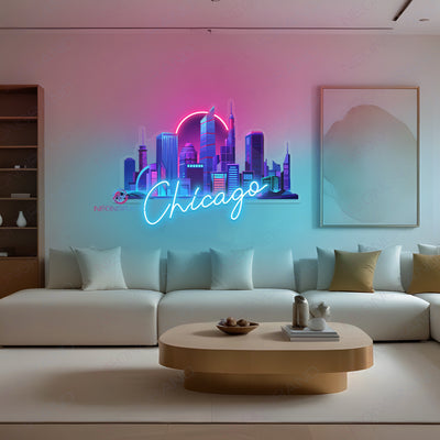 Chicago Neon Sign UV-Printing Artwork LED Light