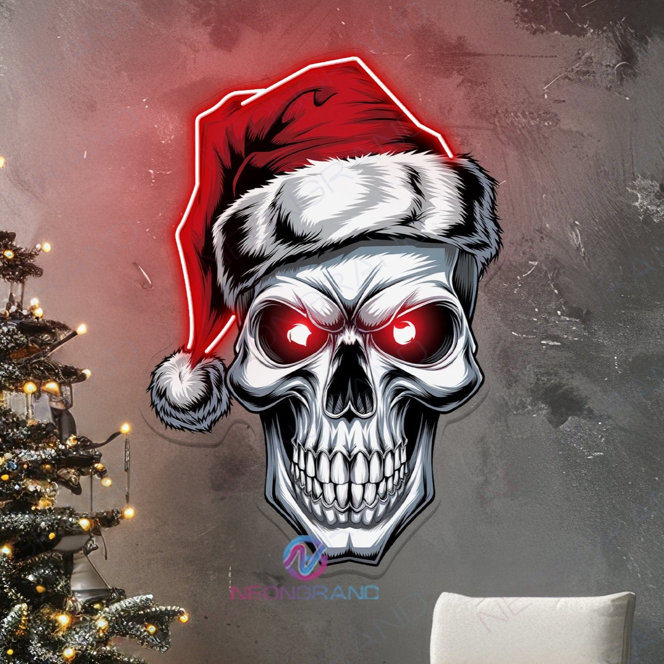 Christmas Artwork Neon Sign Skull Led Light