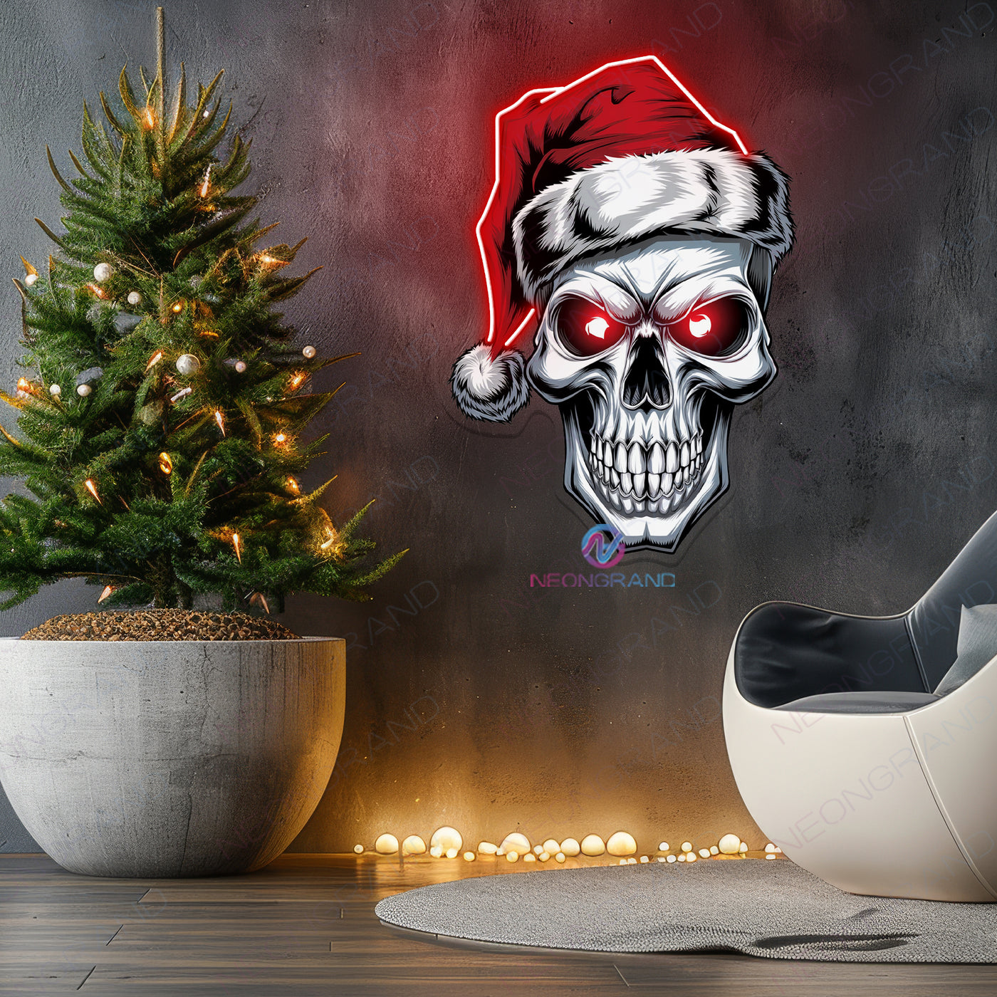 Christmas Artwork Neon Sign Skull Led Light