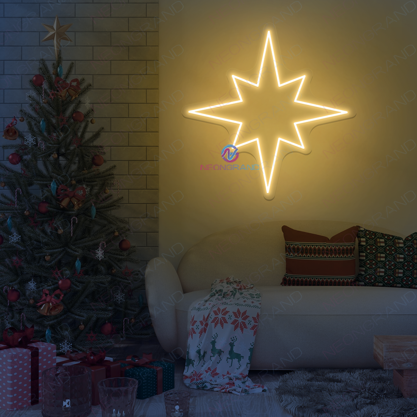 Christmas Star Led Neon Sign Vintage Lights