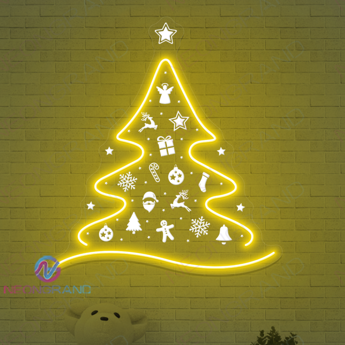 Christmas Tree Neon Sign 3D Engraved Xmas Led Light