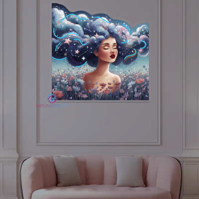 Cloud Artwork Neon Sign Girl UV-Printing Led Light