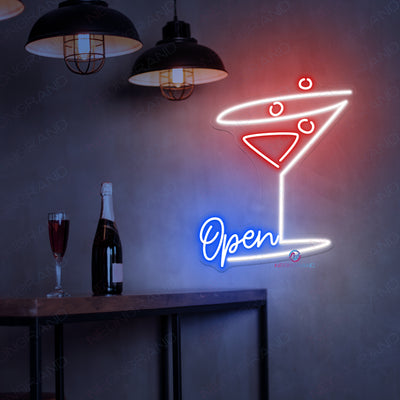 Cocktails Open Neon Sign Bar LED Light For Business