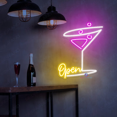 Cocktails Open Neon Sign Bar LED Light For Business