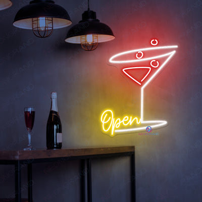 Cocktails Open Neon Sign Bar LED Light For Business