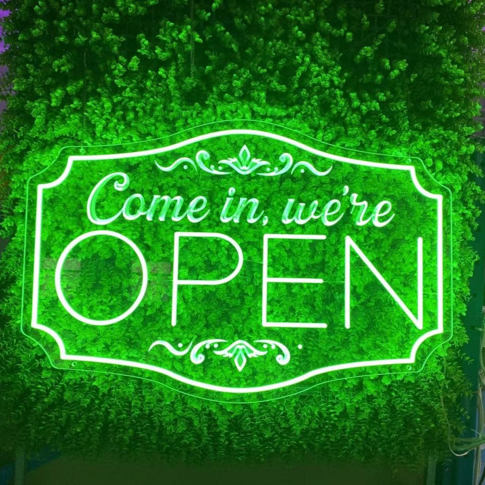 Come In We're Open Neon Sign Engraved Business Led Light