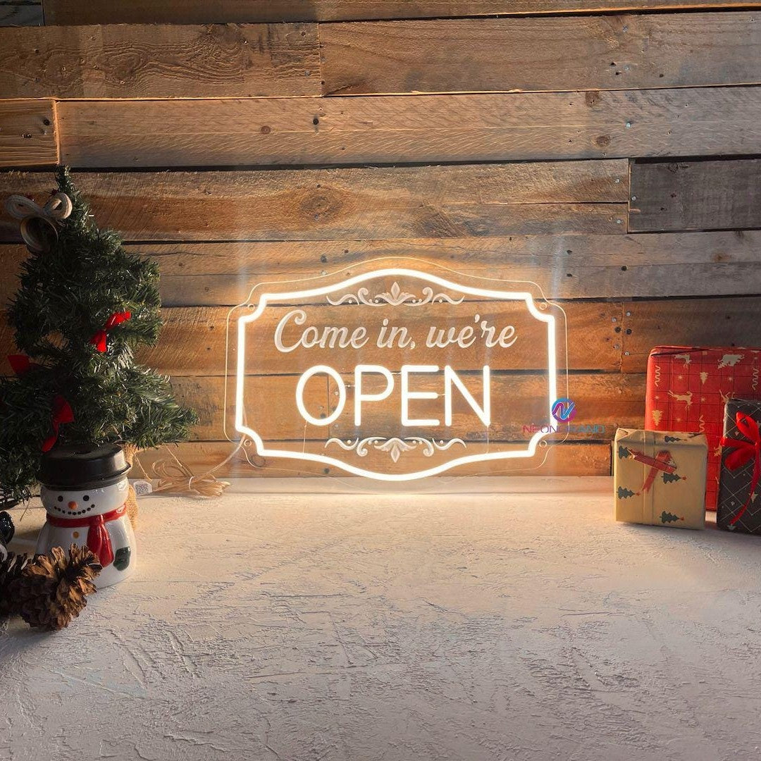 Come In We're Open Neon Sign Engraved Business Led Light