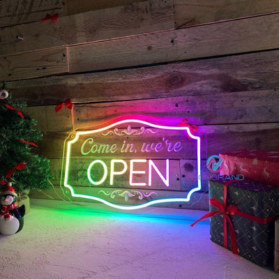 Come In We're Open Neon Sign Engraved Business Led Light