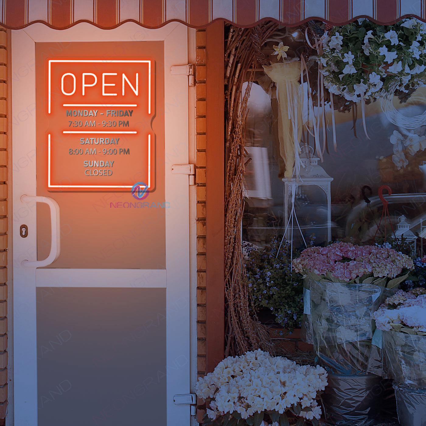 Custom Open Hours Neon Sign Acrylic Metal Business Led Light