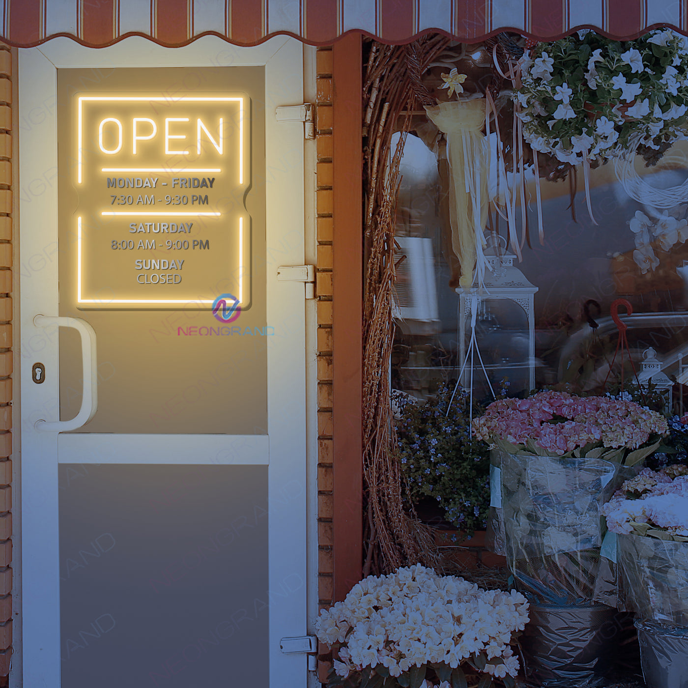 Custom Open Hours Neon Sign Acrylic Metal Business Led Light