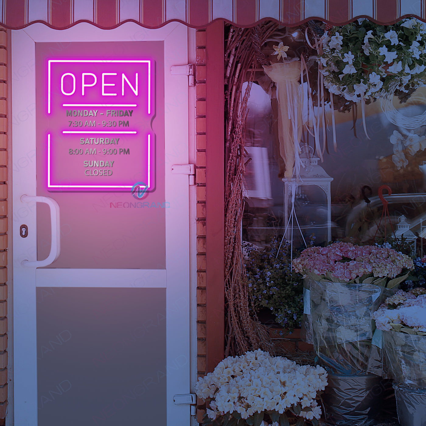 Custom Open Hours Neon Sign Acrylic Metal Business Led Light