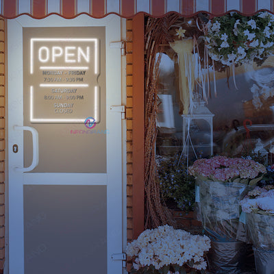 Custom Open Hours Neon Sign Acrylic Metal Business Led Light