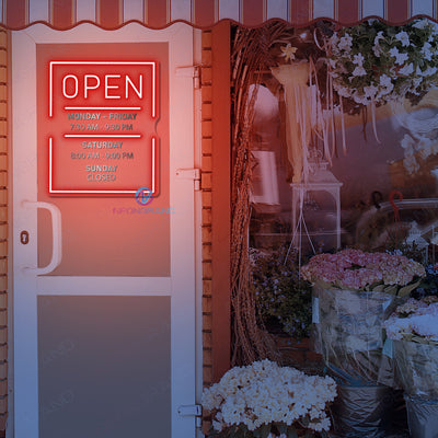 Custom Open Hours Neon Sign Acrylic Metal Business Led Light