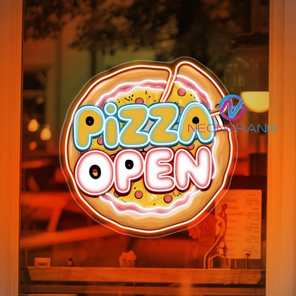 Pizza Open Neon Sign UV-Printing Storefront LED Light