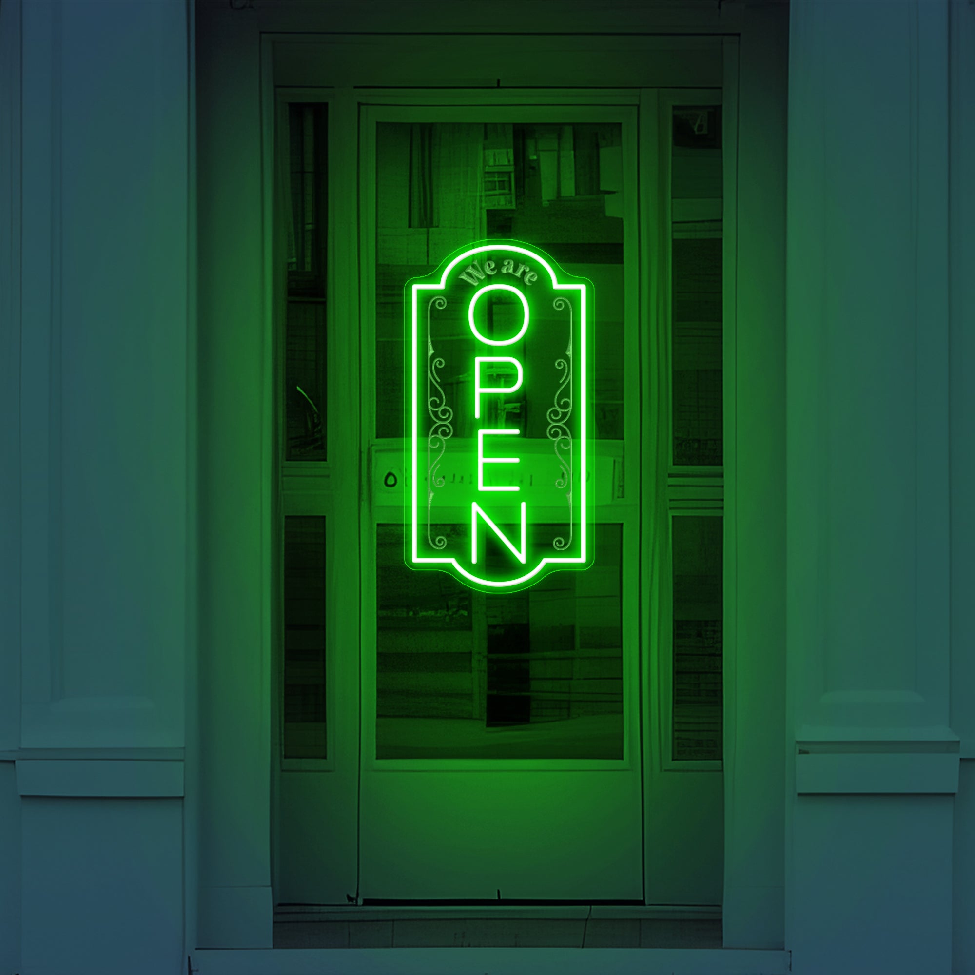 Large 3D Engraving Vertical Open Neon Sign Business LED Light Super Bright