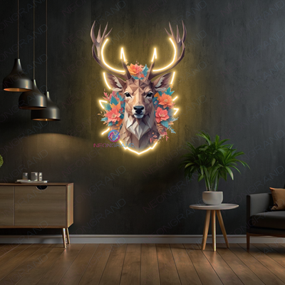 Deer Artwork Neon Sign Living Led Light