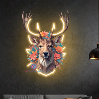 Deer Artwork Neon Sign Living Led Light