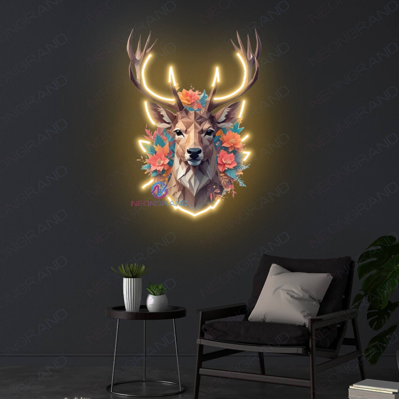 Deer Artwork Neon Sign Living Led Light