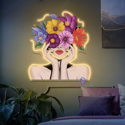 Floral Artwork Neon Sign UV-Printing LED Light