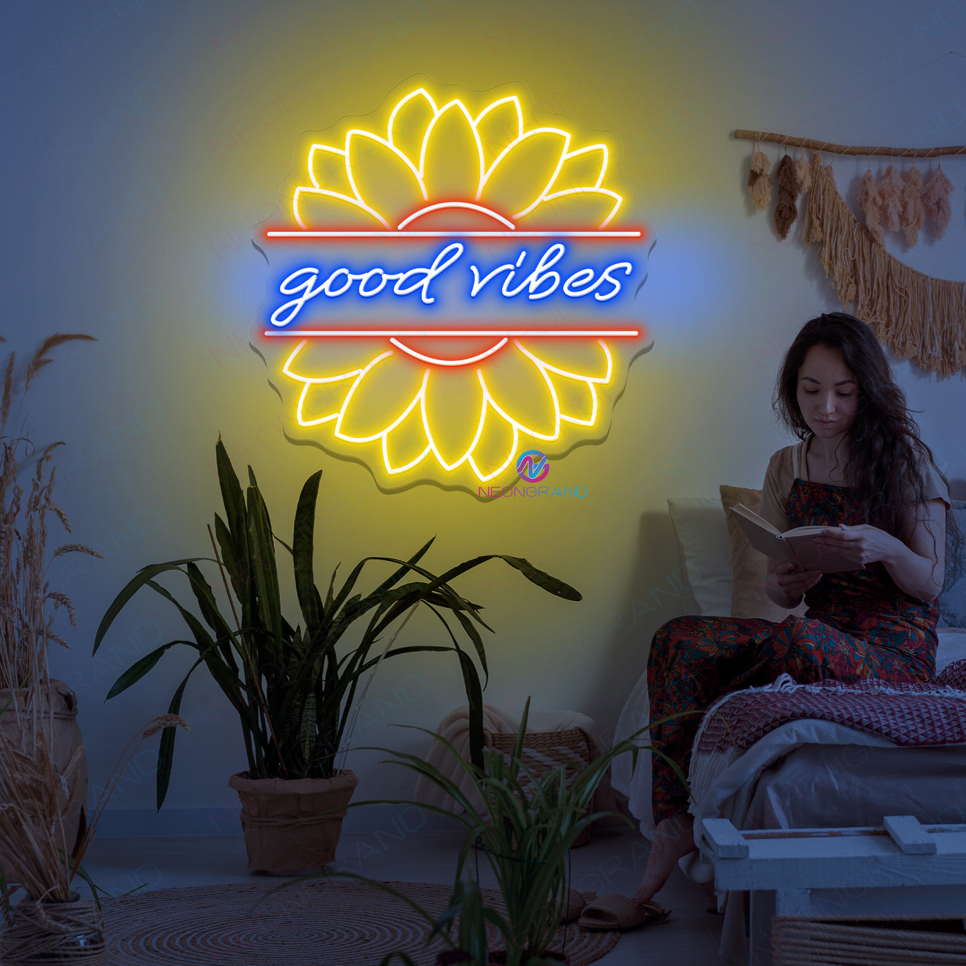 Good Vibes Neon Sign Flower Led Light