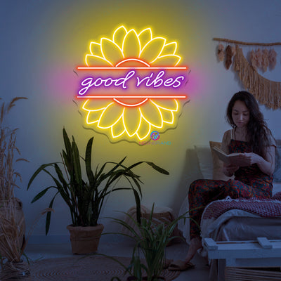 Good Vibes Neon Sign Flower Led Light