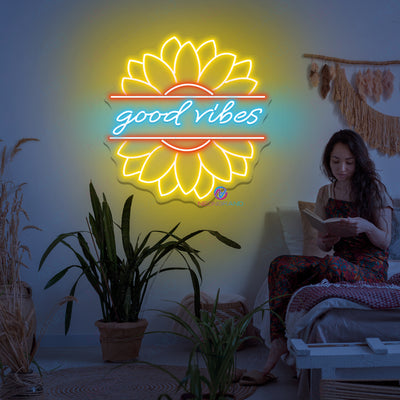 Good Vibes Neon Sign Flower Led Light