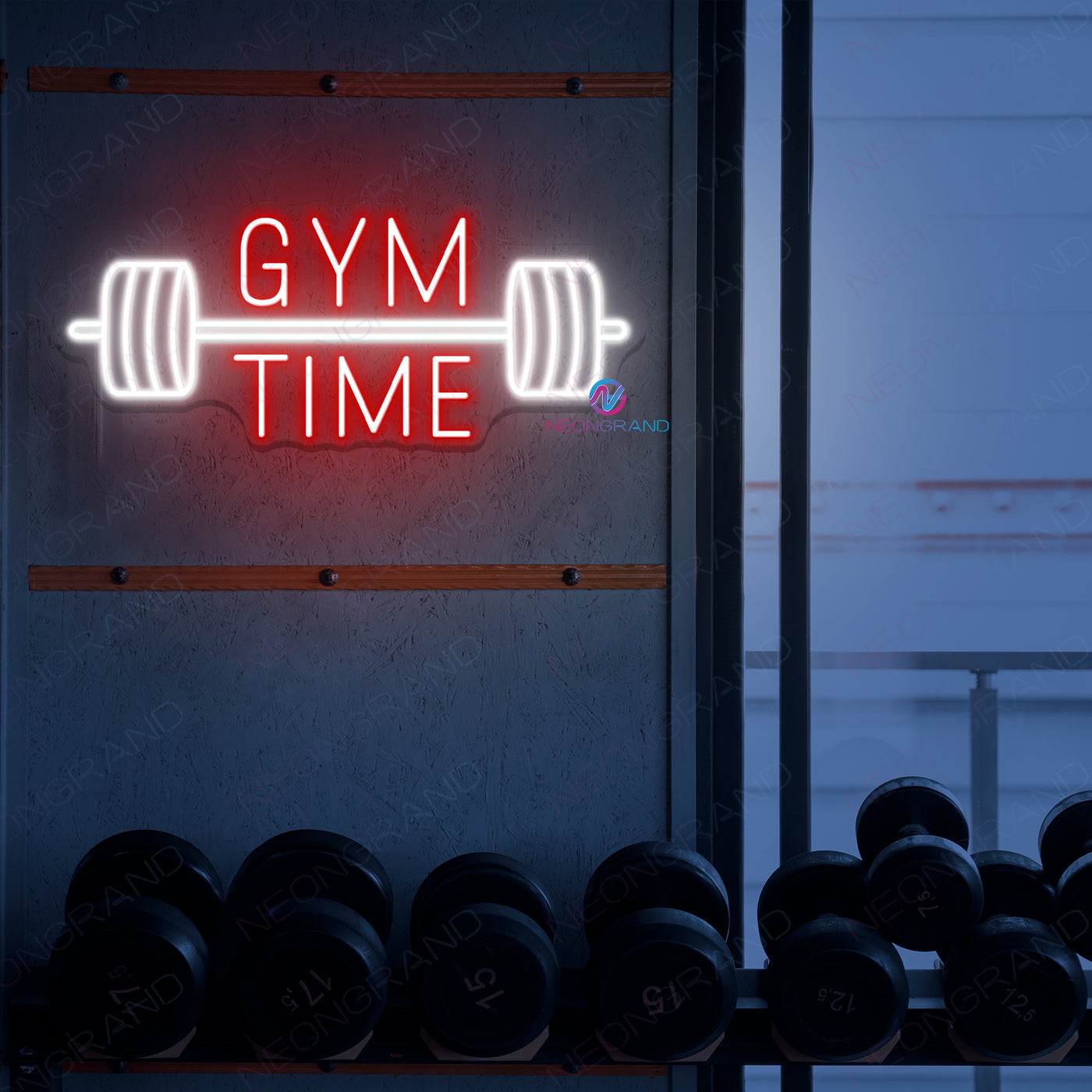 Gym Time Neon Sign Barbell Led Light