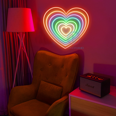 Heart Neon Sign Aesthetic Rainbow Led Light