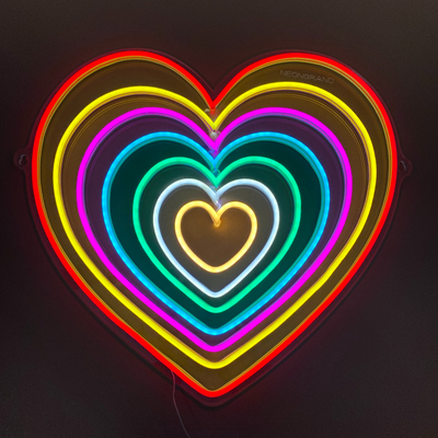 Heart Neon Sign Aesthetic Rainbow Led Light
