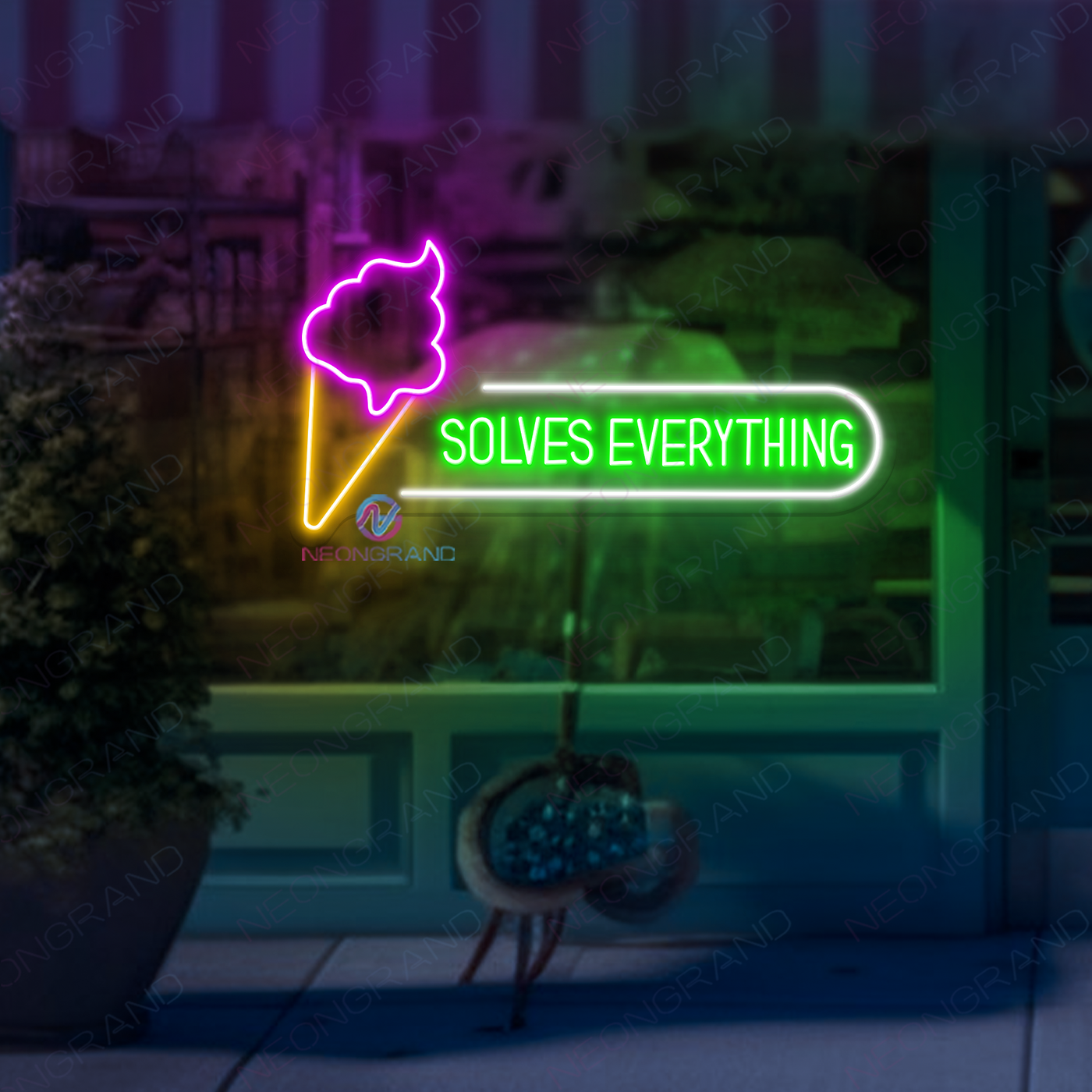 Ice Cream Solves Everything Neon Sign Business Led Light