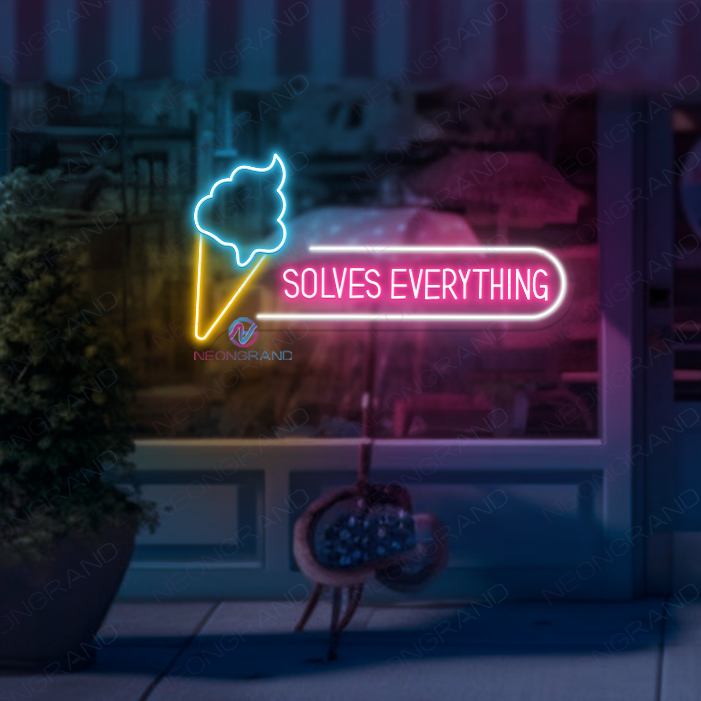 Ice Cream Solves Everything Neon Sign Business Led Light