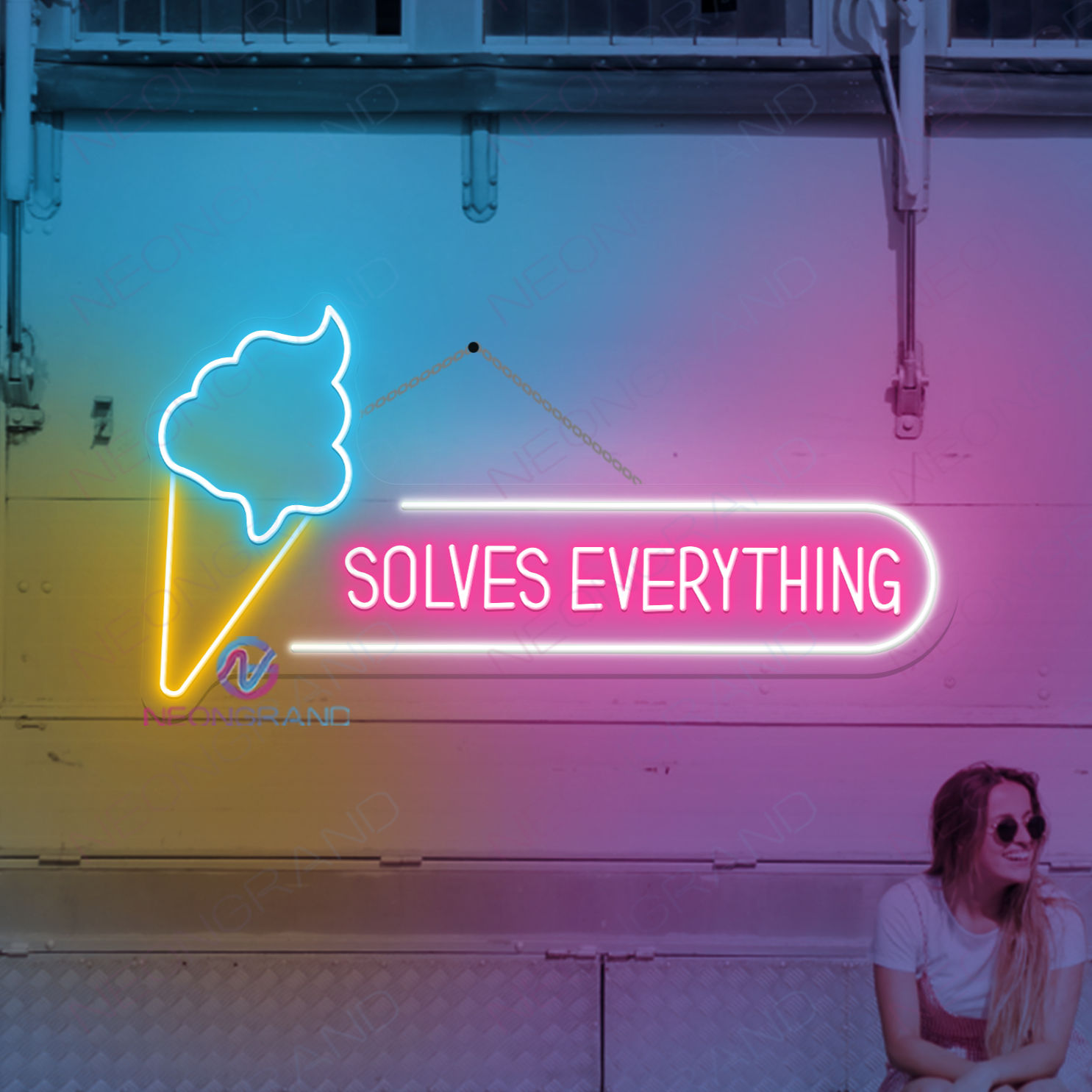 Ice Cream Solves Everything Neon Sign Business Led Light