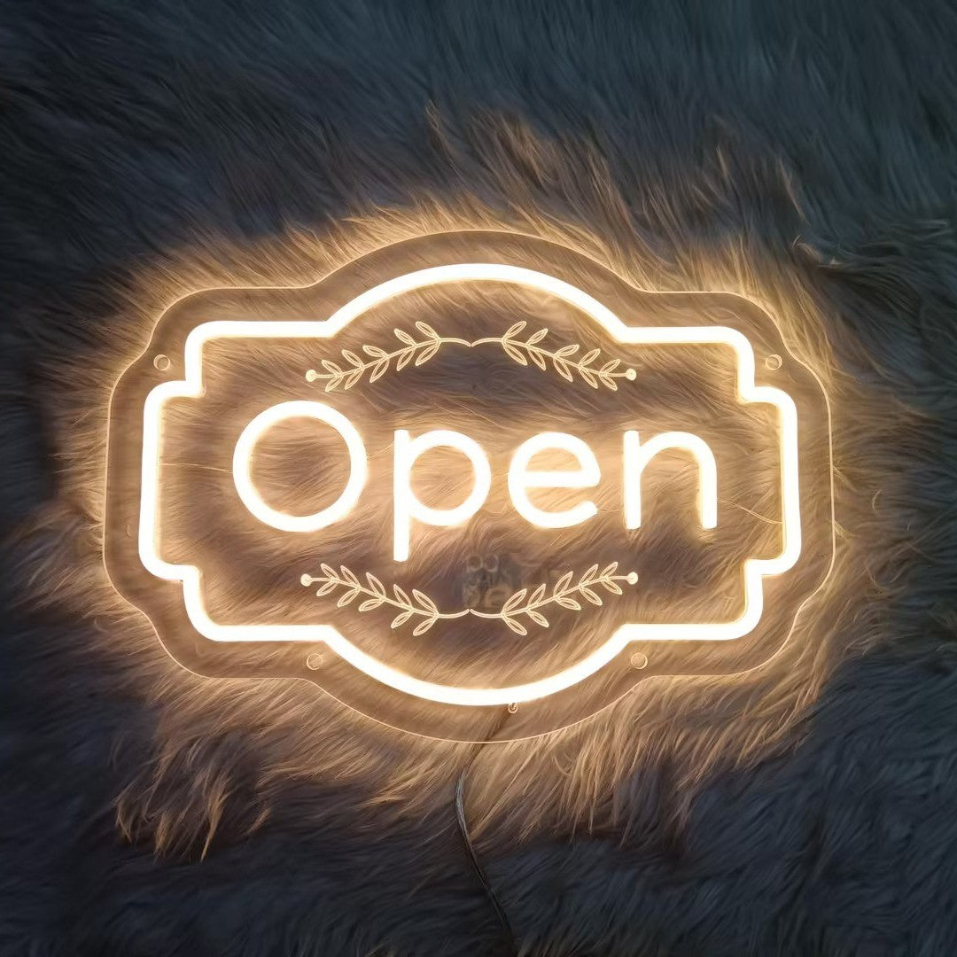Large Neon Open Sign Storefront Engraved Led Light Super Bright Remote Included