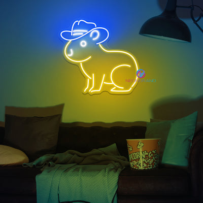 Capybara Neon Sign Cowboy LED Light