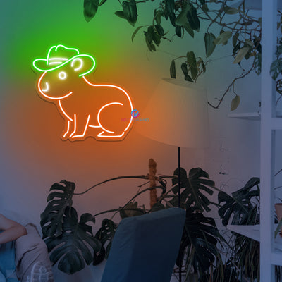 Capybara Neon Sign Cowboy LED Light