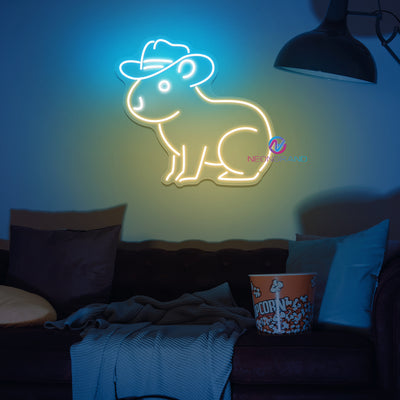 Capybara Neon Sign Cowboy LED Light