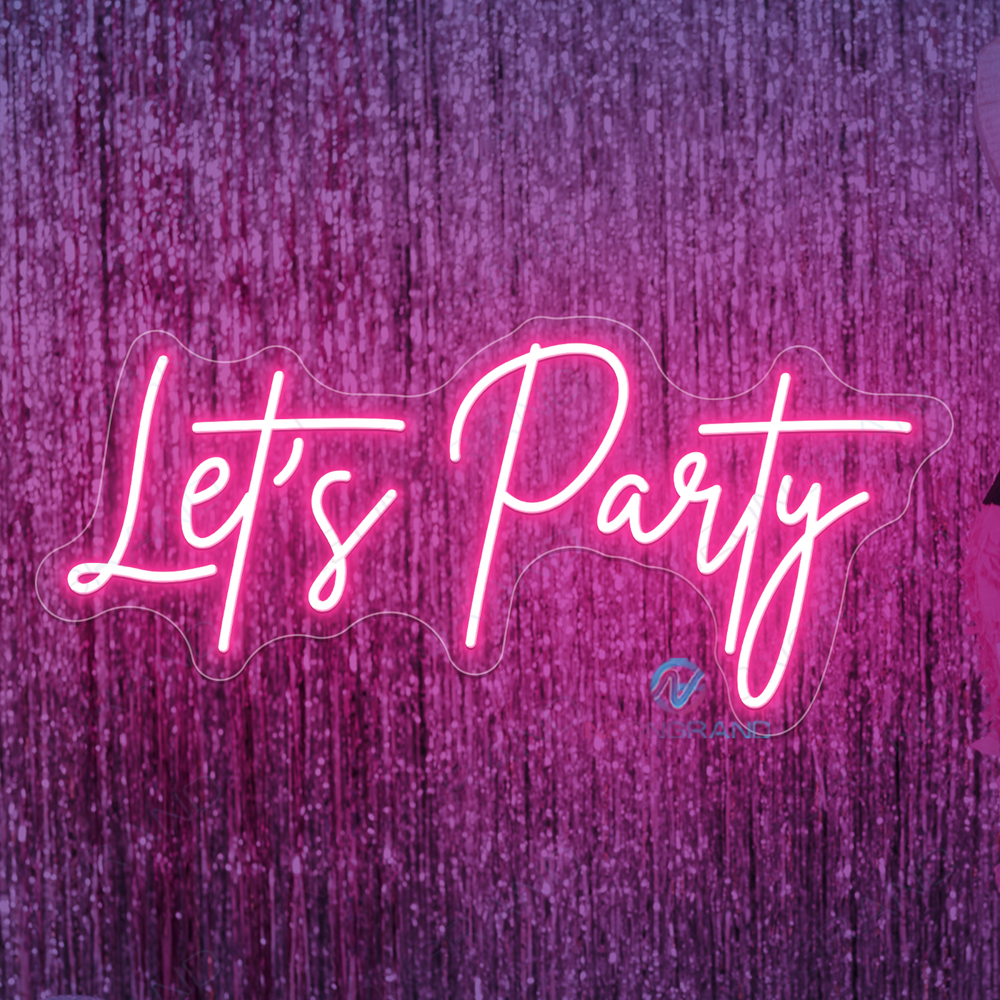 Let's Party Neon Sign Large Pink Party LED Light