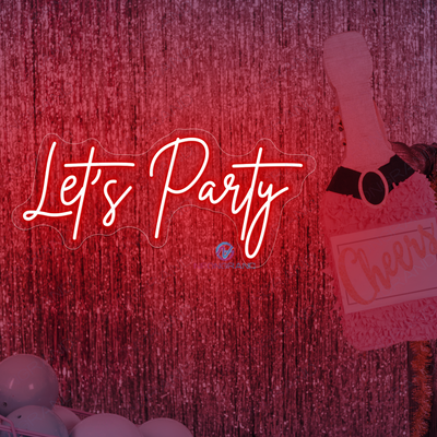 Let's Party Neon Sign Large Pink Party LED Light