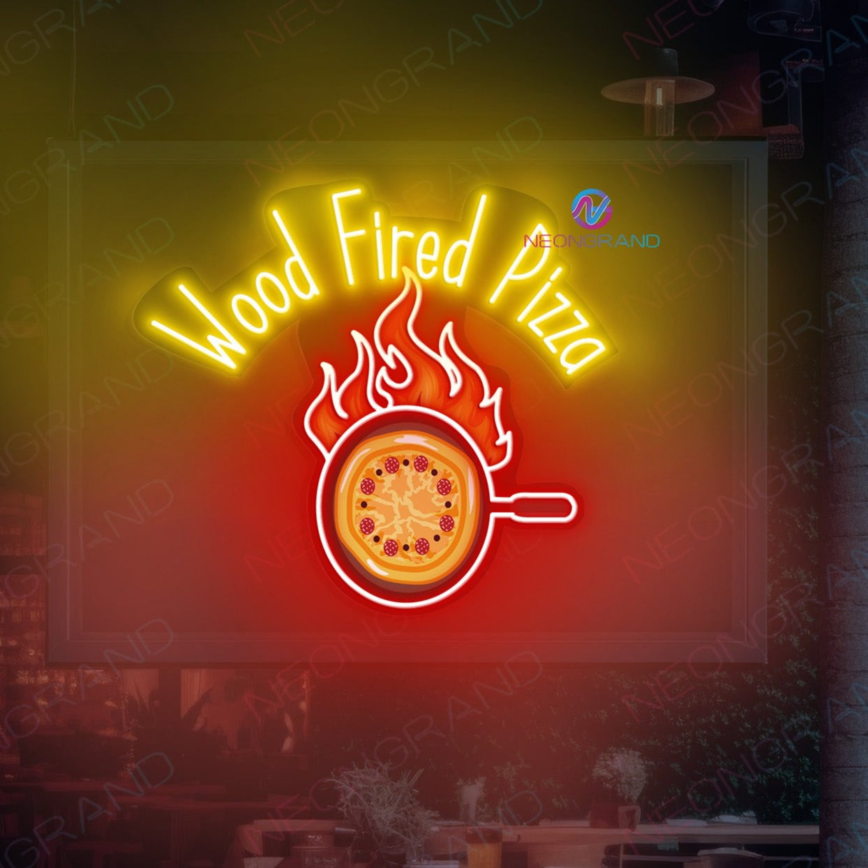 Wood Fired Pizza Neon Sign Kitchen Led Light