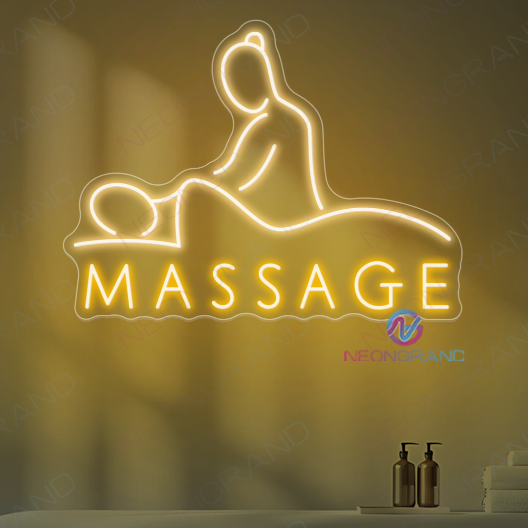 Open Massage Dual Color LED Enseigne Lumineuse Neon Sign Blanc Et