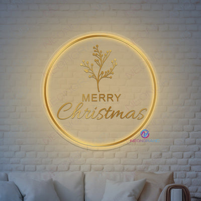 Merry Christmas Led Neon Sign Acrylic Metal Backlit Light