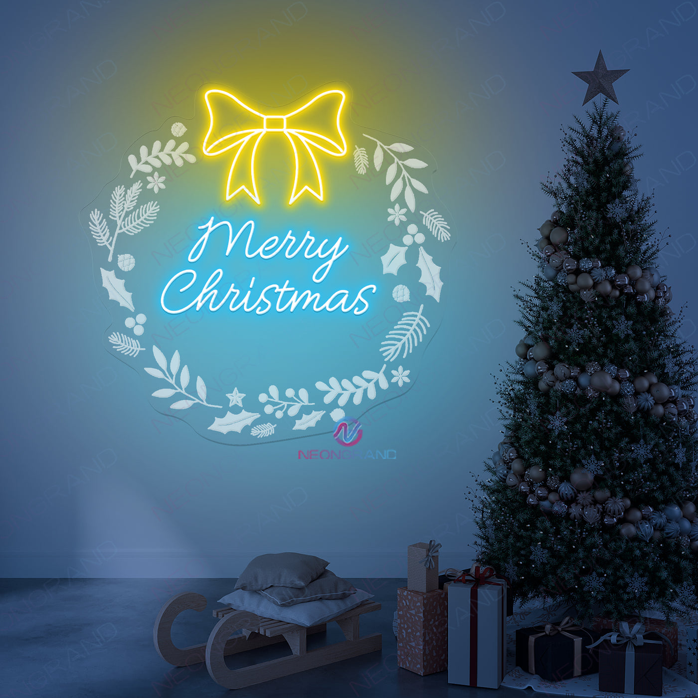 Merry Christmas Neon Sign 3D Engraved Led Light